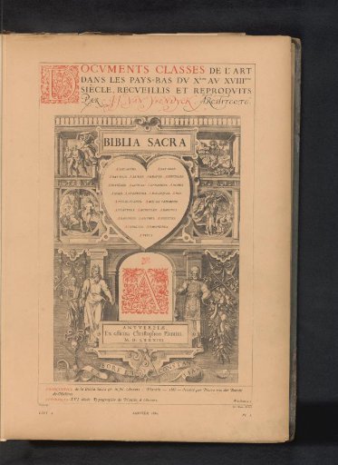 Reproduction of the title page of the Bible designed by Pierre van der Borcht