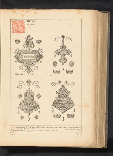 Reproduction of four prints of jewels from the collection of Hans Collaert