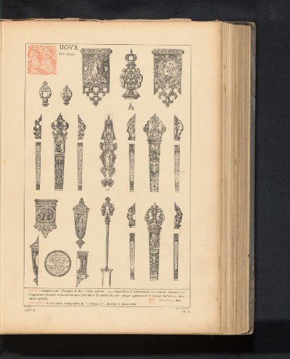 Reproduction of a collection of jewelry designs by Theodor de Bry