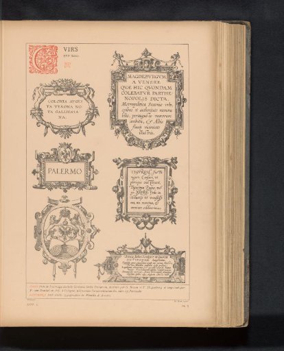 Reproduction of six cartouches from Civitates Orbis Terrarum by Georg Braun and Frans Hogenberg