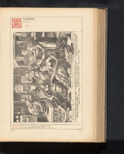 Reproduction of a print of Cornelia and Gracchus indoors by Pieter Jalhea Furnius after Jan van der Straet