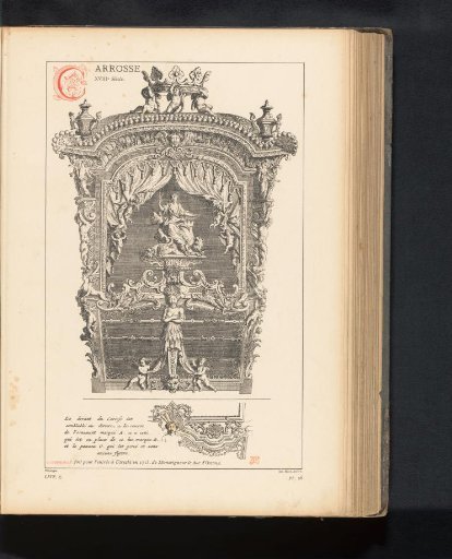 Reproduction of a print with details of the coach of Philip V of Spain during his entry into Utrecht in 1713 by Bernard Picart