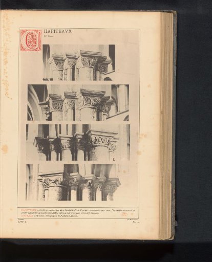 Four views of capitals in the Our Lady's Cathedral in Tournai