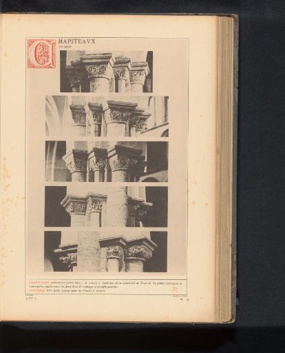 Five views of capitals in the Our Lady's Cathedral in Tournai