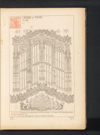 Reproduction of a print of a design for the St. Livinus Monastery Tower in Zierikzee