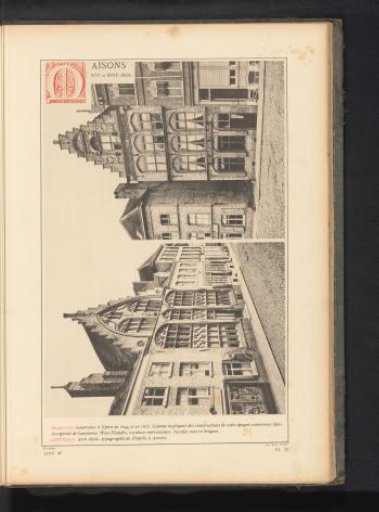 Two views of houses in Ypres, Belgium