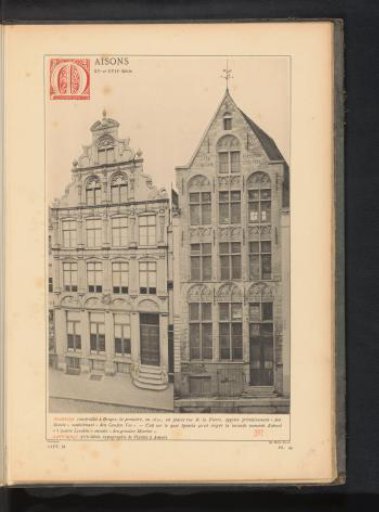 View of a house on the Rue de la Pierre and a view of a house on the Quai Spinola in Bruges, Belgium