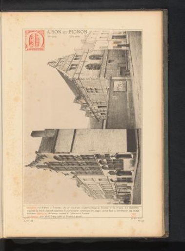 View of a house on the Rue de Paris and a view of part of the Celestine Monastery in Tournai, Belgium