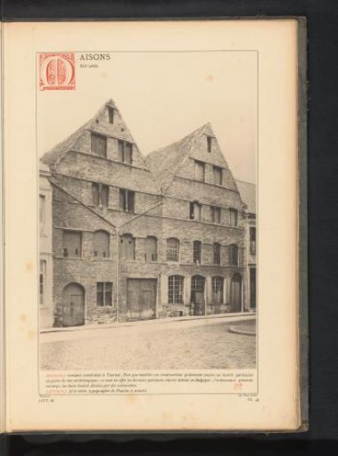 View of two houses in Roman style in Tournai, Belgium