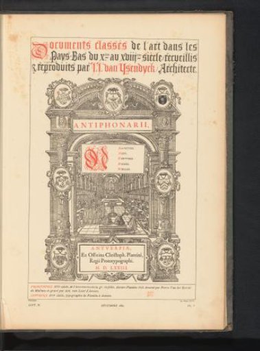 Reproduction of a title page of an antiphonary by Antoni van Leest after Pieter van der Borcht I