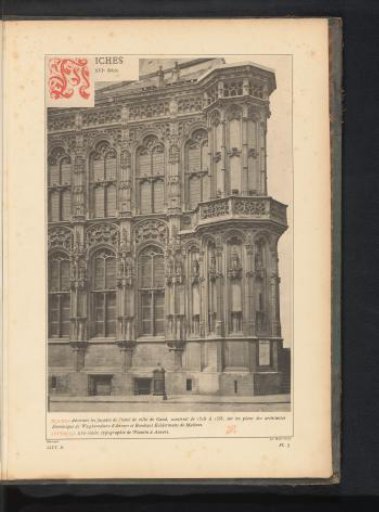 View of part of the town hall of Ghent, Belgium, with decorated niches