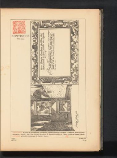 Reproduction of a title page with the tomb of William I of Orange by Hendrick Hondius