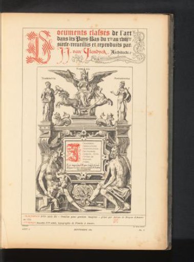 Reproduction of a title page with various mythological figures by Adriaan de Bruyne