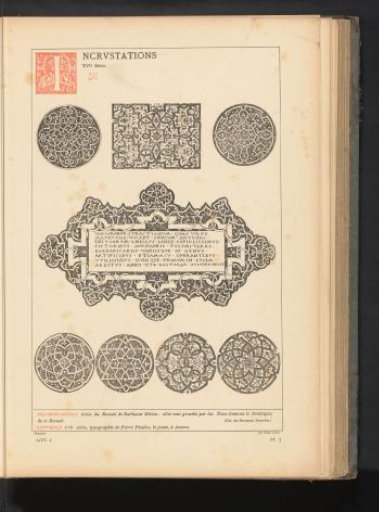 Reproduction of a title page with eight woodcut decorations by Balthazar van den Bos