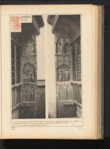 Decorated oak side panels of a choir stall in the Sint-Bavokerk in Haarlem