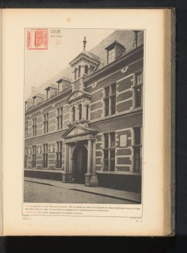 View of a façade of a building on the Rue de Namur in Leuven, Belgium