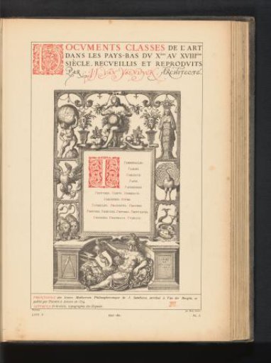 Reproduction of a title page with mythological figures and animals
