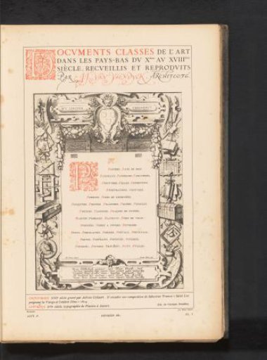 Reproduction of a title page with a frame of painter's tools by Adriaen Collaert