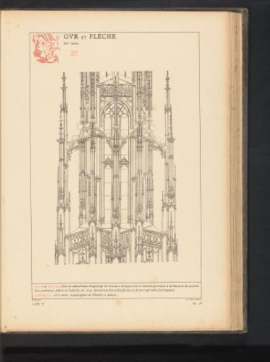 Reproduction of a print of the windows and towers of the St. Waltrudis Church in Bergen