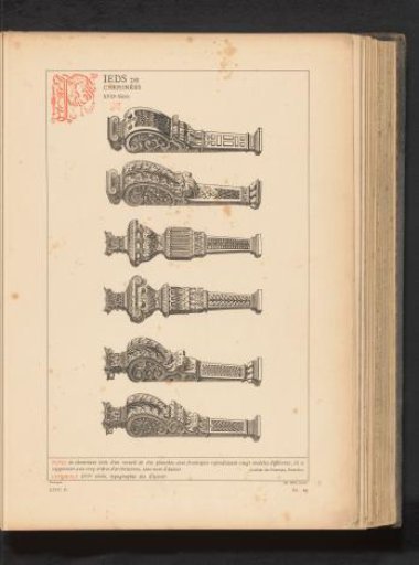 Reproduction of a print of decorated parts of a fireplace