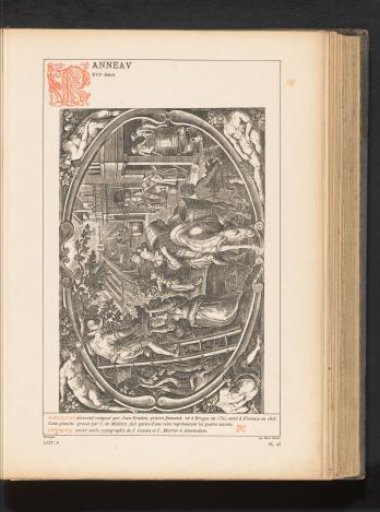 Reproduction of Autumn, a print of the grape harvest by Karel van Mallery after a design by Jan van der Straet
