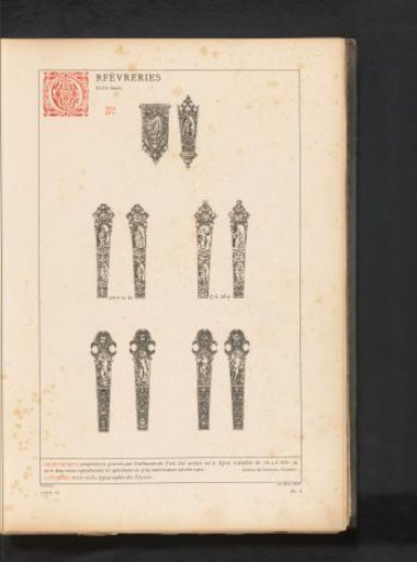 Reproduction of a print of various designs for goldsmiths by Guillaume du Tielt