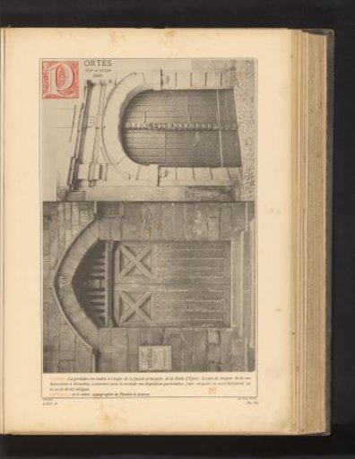 Door of the Cloth Hall in Ypres and door of a building in Brussels