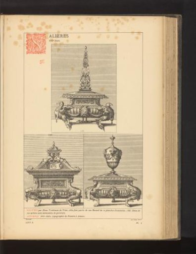 Reproduction of three prints with designs for pepper and salt cellars by Hans Vredeman de Vries