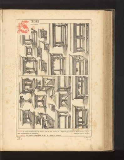 Reproduction of two prints with designs for tables and stools by Hans Vredeman de Vries