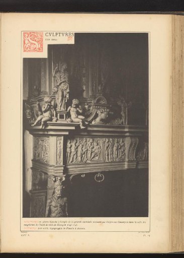 Sculptures around the fireplace in the town hall of Kempen