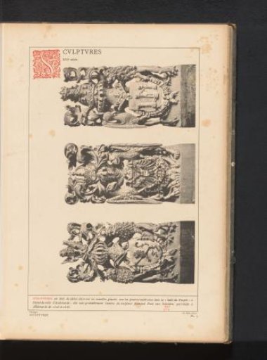 Three sculptures of oak with family coats of arms in the Town Hall of Oudenaarde, Belgium