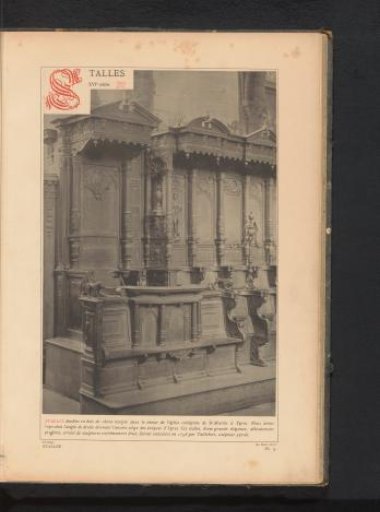 Double oak choir stall in the Saint Martin's Church in Ypres, Belgium