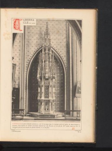 Stone tabernacle, designed by Gabriel van den Bruyne, in the Saint James' Church in Leuven, Belgium