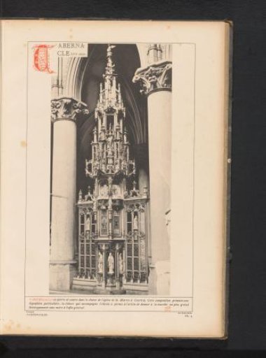 Stone and copper tabernacle in the Saint Martin's Church in Kortrijk, Belgium