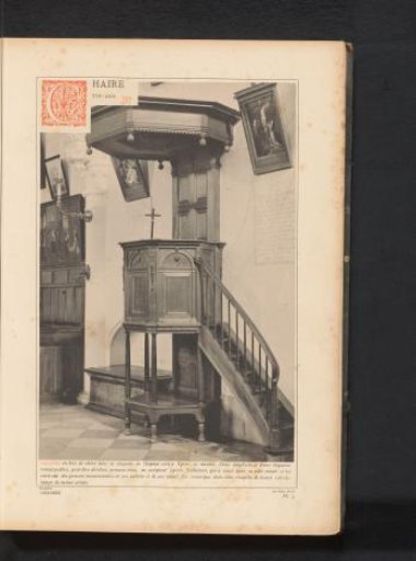 Oak pulpit in a chapel of a hospital in Ypres, Belgium, probably designed by Urbain Taillebert