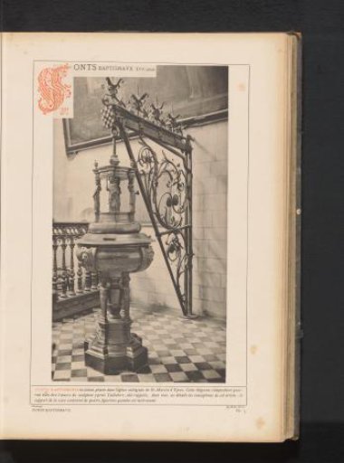Brass baptismal font in the St. Martin's Church in Ypres, Belgium