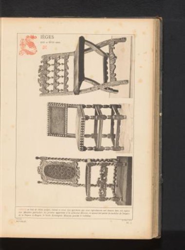Three decorated oak chairs