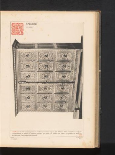 Decorated oak cabinet in a building in Antwerp, Belgium