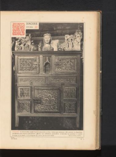 Decorated oak cabinet