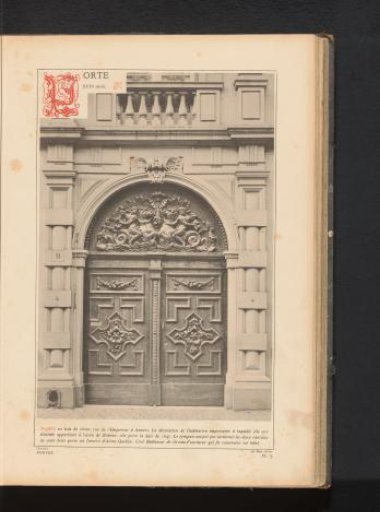 Oak door of a hotel on Keizerstraat in Antwerp, Belgium