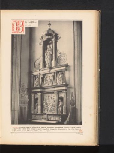 Altarpiece of black marble in the Saint Waltrude Church in Mons, Belgium