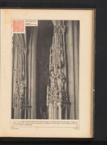 Sculptures on pillars in the St. John's Cathedral in 's-Hertogenbosch