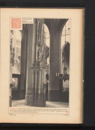 Sculptures on pillars in the St. John's Cathedral in 's-Hertogenbosch