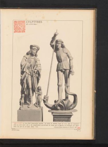 Wooden sculptures of Saint Roch and Saint George with the dragon