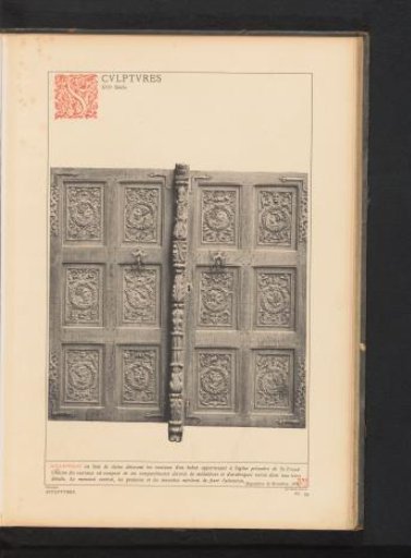 Decorated oak cabinet in a church in Sint-Truiden