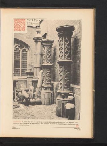Fragments of sculptures and pillars of the Antwerp Stock Exchange in Museum Het Steen in Antwerp