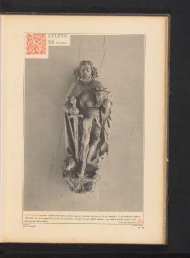 Stone sculpture of Saint Adrian with a lion