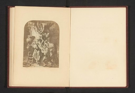 Photographic reproduction of a print after a painting, representing the Descent from the Cross