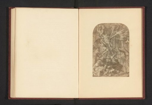 Photographic reproduction of a print after a painting, representing the Descent from the Cross