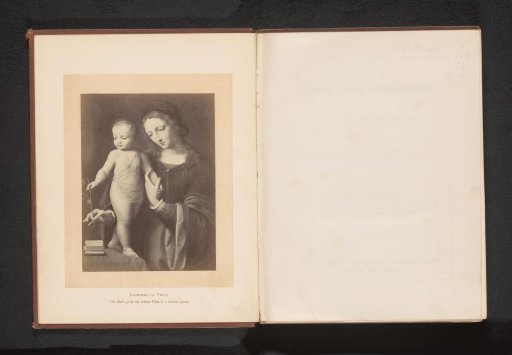 Photographic reproduction of a print after a painting, representing Mary with Child